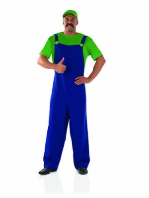 Plumber's Mate Green/Blue (Luigi) Mens Fancy Dress Costume