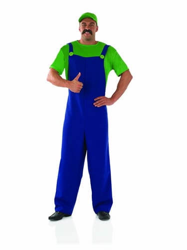 Plumber's Mate Green/Blue (Luigi) Mens Fancy Dress Costume