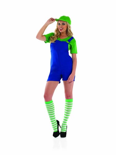 Plumbers Mate (Luigi) Ladies Fancy Dress Costume