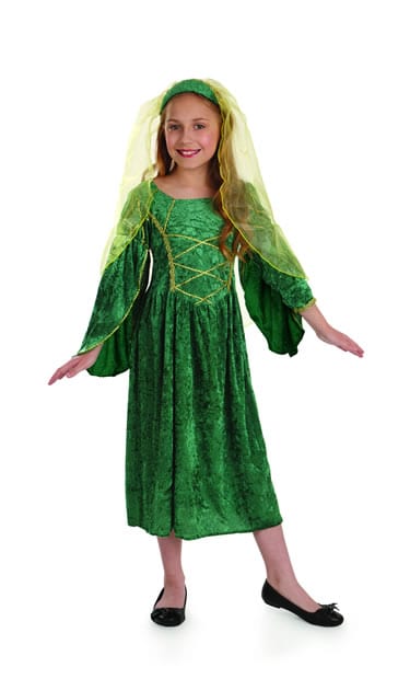 Tudor Princess Green Children's Fancy Dress Costume