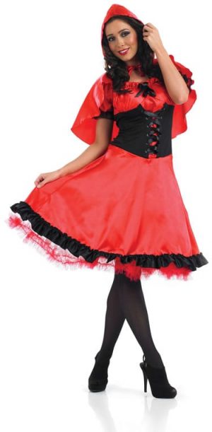 Red Riding Hood Longer Length Ladies Fancy Dress Costume