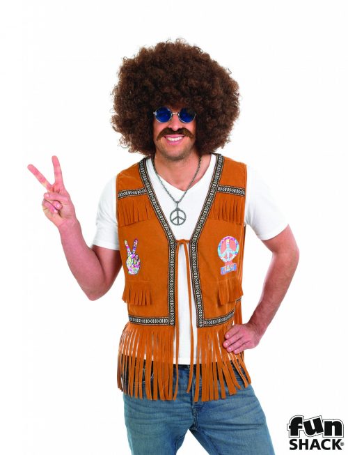 Hippie Fringed Waistcoat Men's Fancy Dress Costume