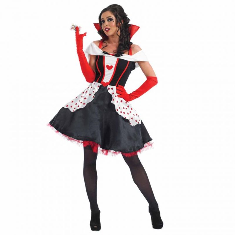 Queen of Hearts Longer Length Dress Ladies Fancy Dress Costume