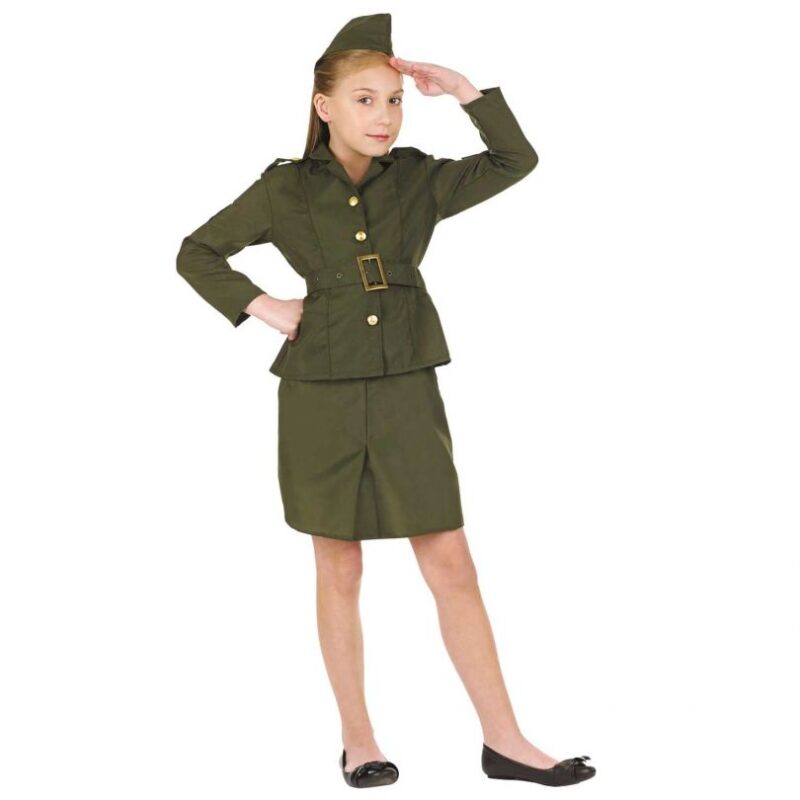 WW2 Army Girl Children's Fancy Dress Costume