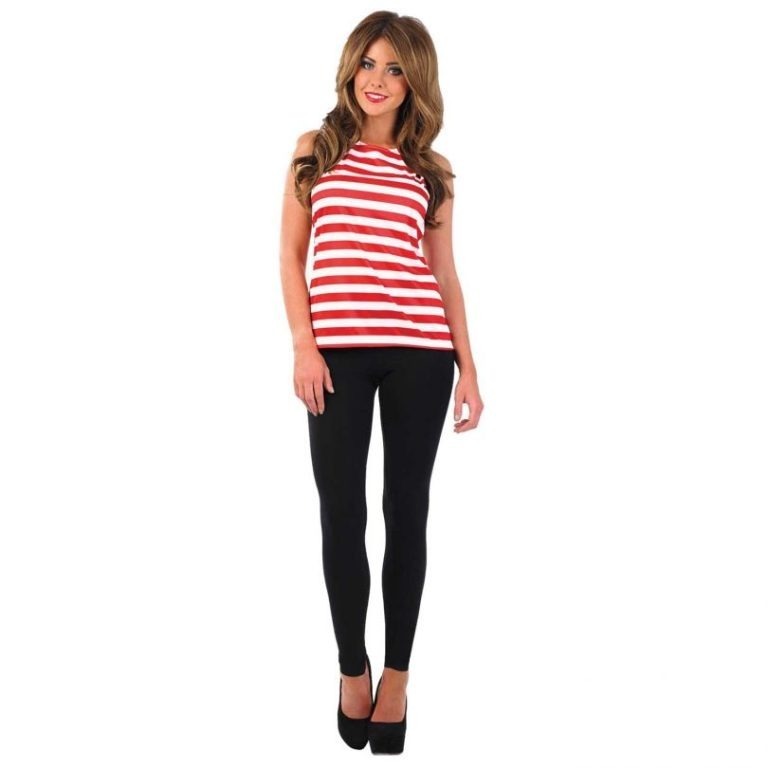 Wally Red/White Striped Top Ladies Fancy Dress Costume