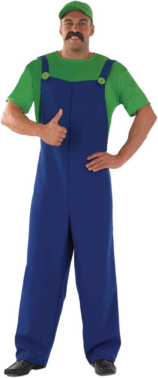 Plumber's Mate Green/Blue (Luigi) Mens Fancy Dress Costume