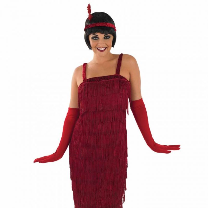 Roarin 20's Red Flapper Dress Ladies Fancy Dress Costume - Image 2