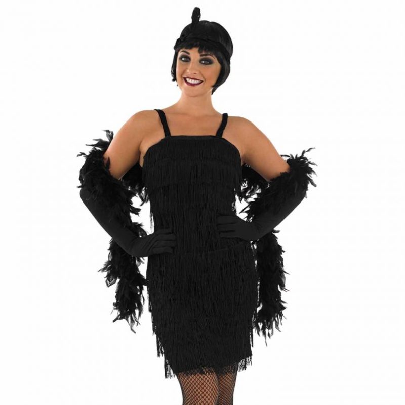 Roarin 20's Black Flapper Dress Ladies Fancy Dress Costume - Image 2