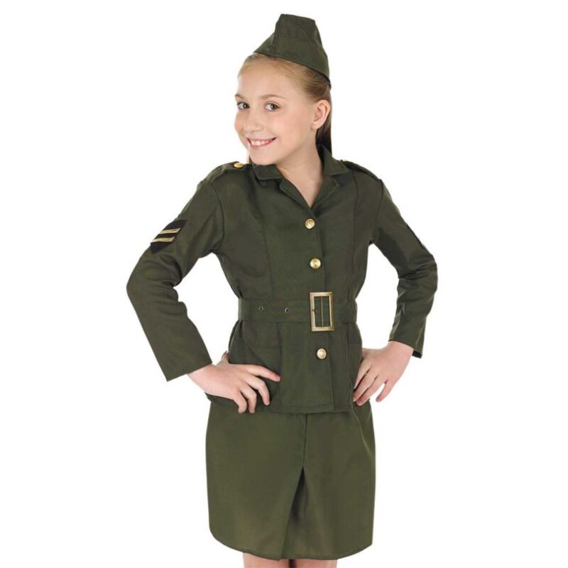 WW2 Army Girl Children's Fancy Dress Costume - Image 2