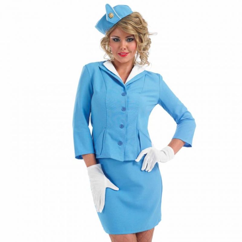 Flight/Cabin Crew Blue Ladies Fancy Dress Costume - Image 2