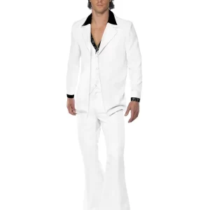 1970's White Suit Men's Fancy Dress Costume