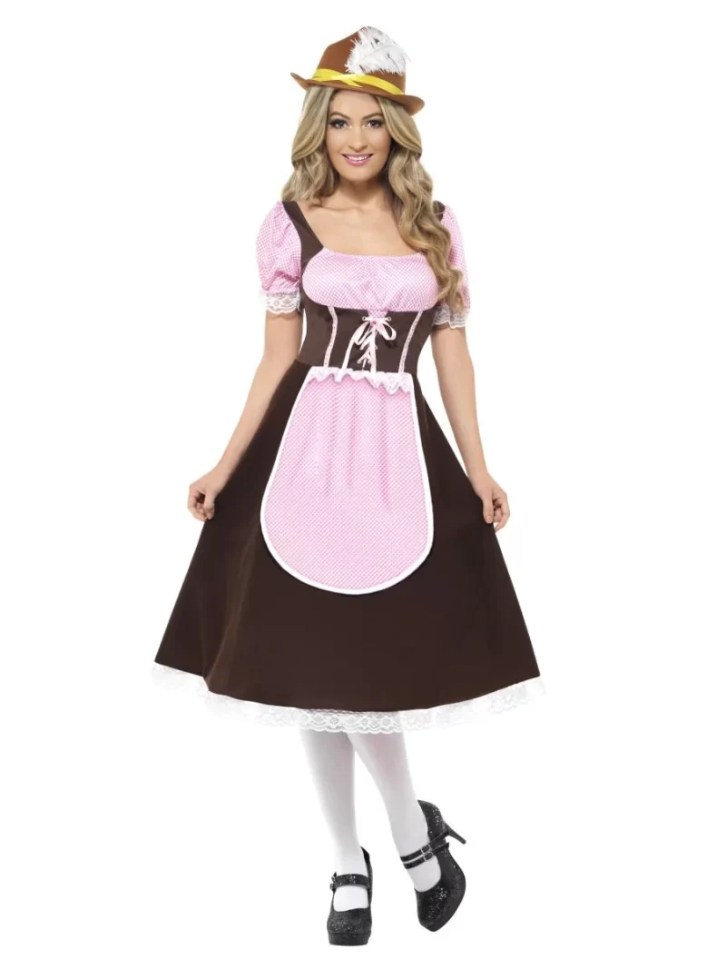 Tavern/Bavarian German Beer Girl Longer Length Ladies Fancy Dress Costume