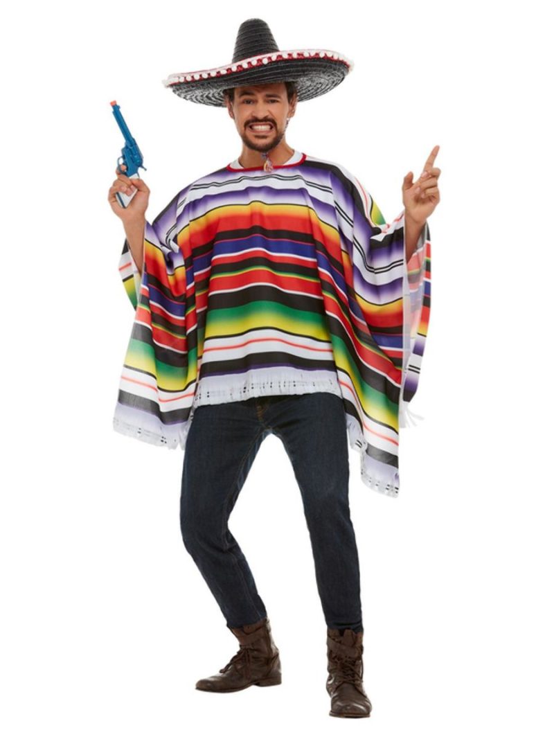 Mexican Poncho Mens Fancy Dress Costume - Image 2