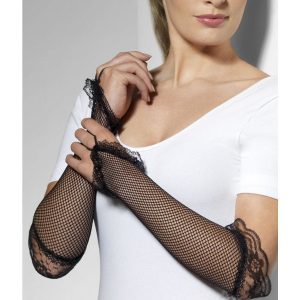 Black Fishnet Fingerless Gloves-0