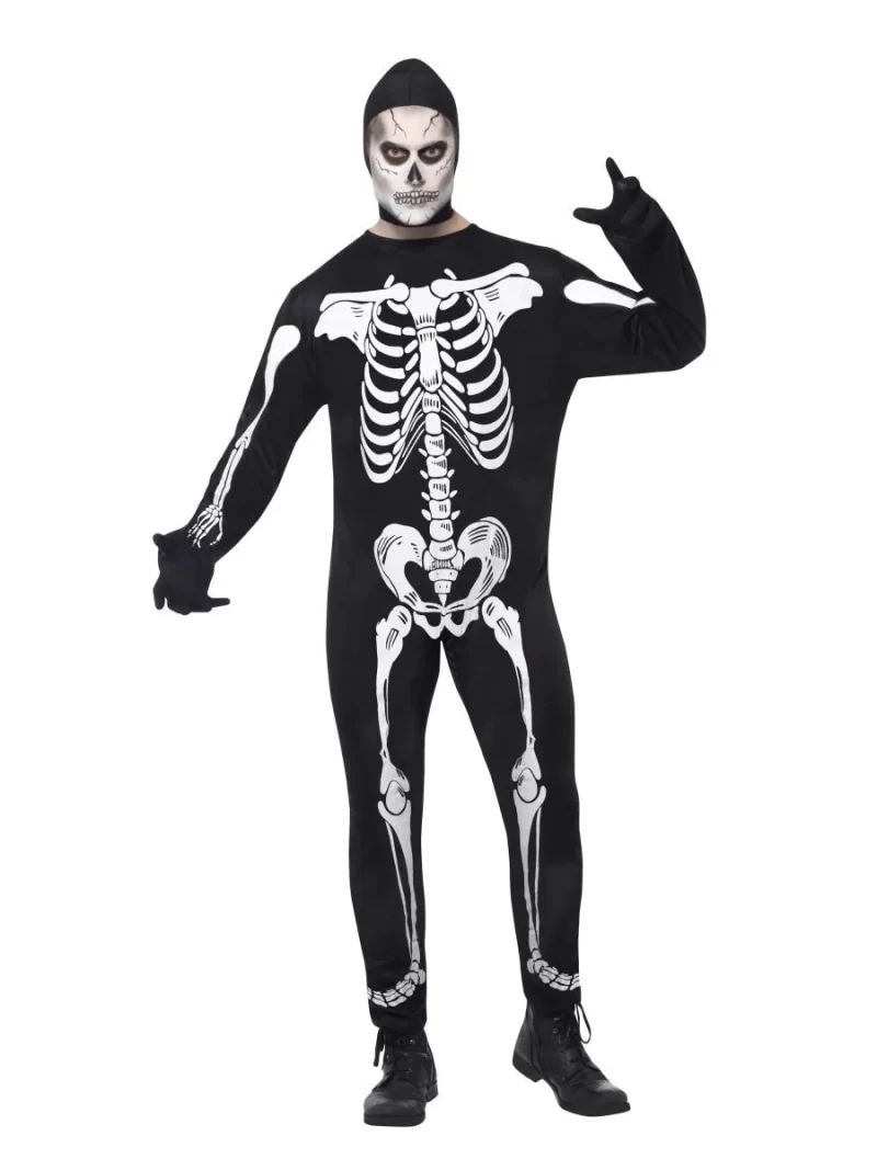 Skeleton Printed Jumpsuit Halloween Mens Fancy Dress Costume - Image 2
