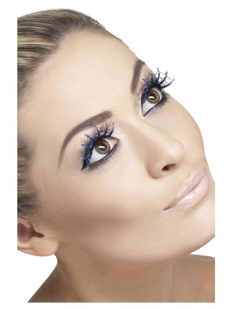 Fever Collection Blue Glitter Spiderweb Eyelashes
