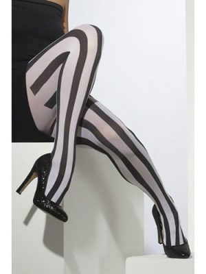 Black/White Vertical Striped Tights