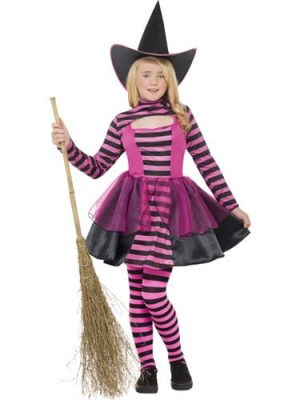 Stripe Dark Fairy Halloween Childrens Fancy Dress Costume (DISC)