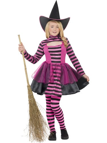 Stripe Dark Fairy Halloween Childrens Fancy Dress Costume (DISC)