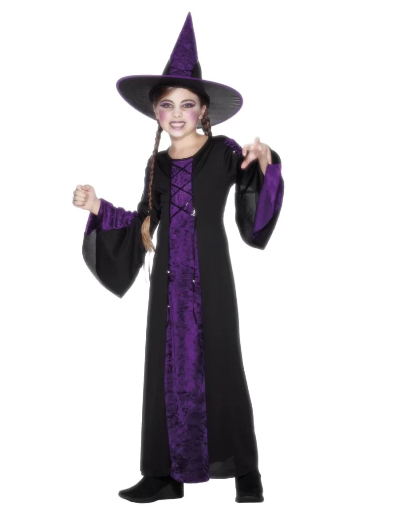 Bewitched Witch Purple/Black Halloween Children's Fancy Dress