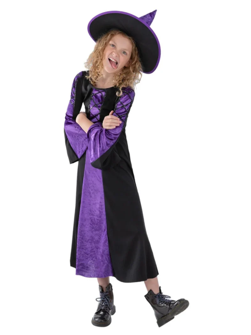 Bewitched Witch Purple/Black Halloween Children's Fancy Dress - Image 2