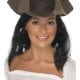 Pirate Brown Leather Look Hat with Hair