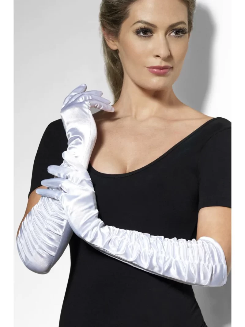 Deluxe Long White Temptress Gloves