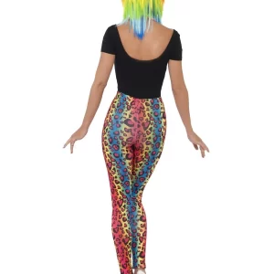 Neon Leopard Print Leggings Ladies Fancy Dress Costume - Image 3