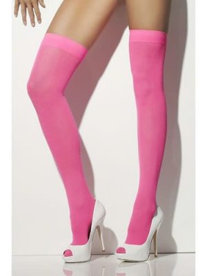Neon Pink Thigh High Stockings