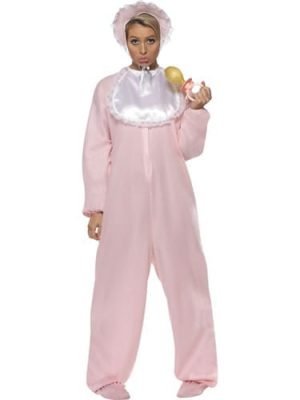 Pink Baby Romper Suit Ladies Fancy Dress Costume