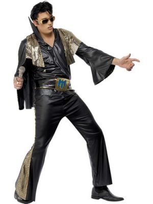 Elvis Black/Gold Mens Fancy Dress Costume