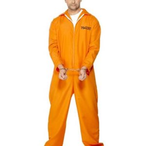 Mens Convict Fancy Dress Costume Prisoner Robber Outfit New by Smiffys