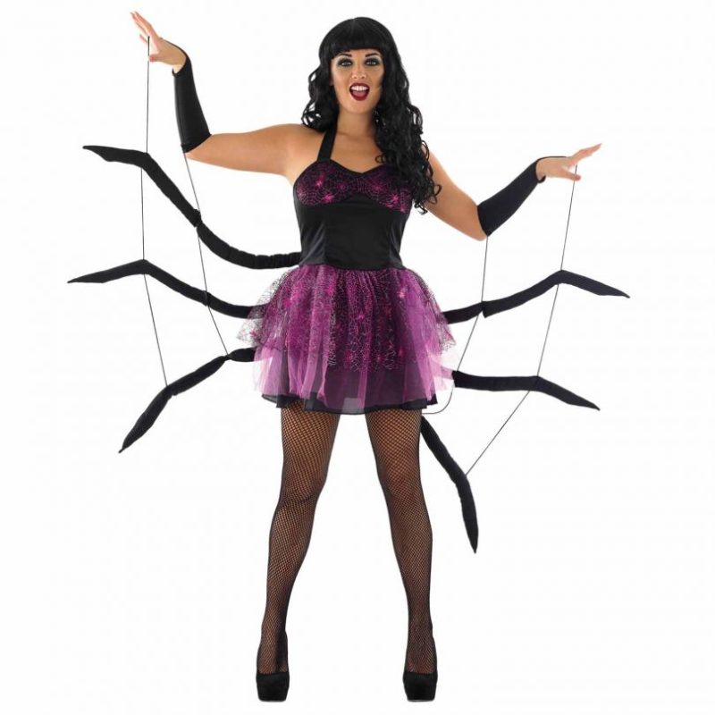 Black Widow Spider Ladies Halloween Fancy Dress Costume