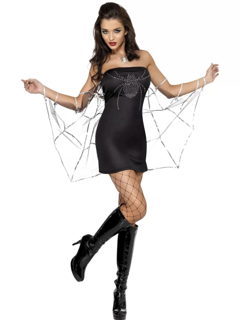 Fever Collection Widow Spider Ladies Halloween Fancy Dress Costume