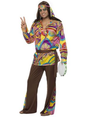 Size: XL ` Men's Costumes NEW Multi-Coloured - `60s Psychedelic CND Shirt 