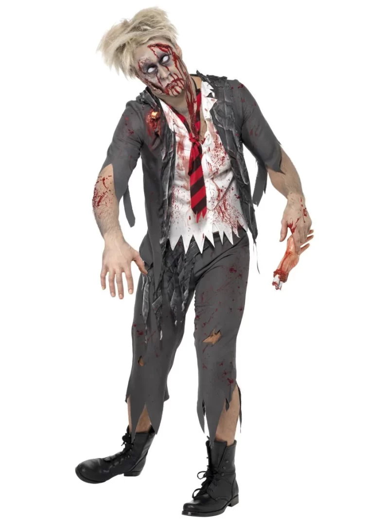 High School Horror Zombie School Boy Mens Halloween Fancy Dress Costume