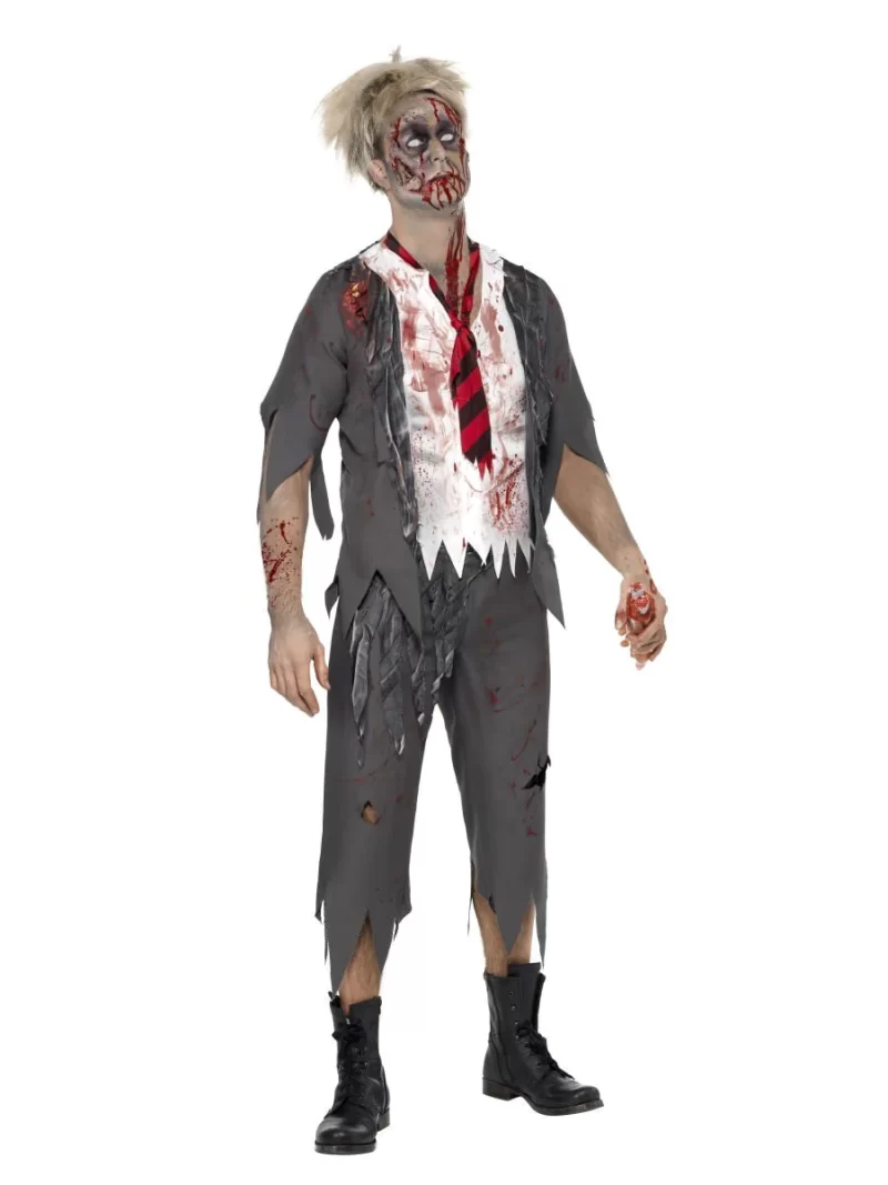 High School Horror Zombie School Boy Mens Halloween Fancy Dress Costume - Image 2