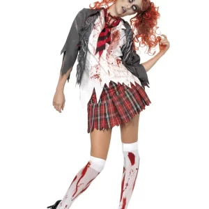 High School Horror Zombie Schoolgirl Ladies Halloween Fancy Dress Costume