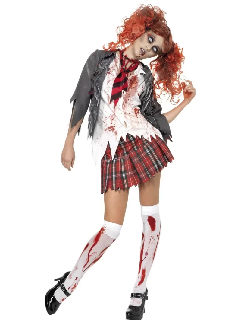High School Horror Zombie Schoolgirl Ladies Halloween Fancy Dress Costume