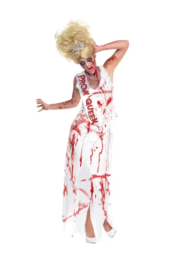 High School Horror (Carrie) Zombie Prom Queen Ladies Halloween Fancy Dress - Image 2