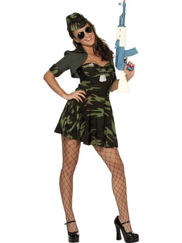 Military Babe Ladies Fancy Dress Costume