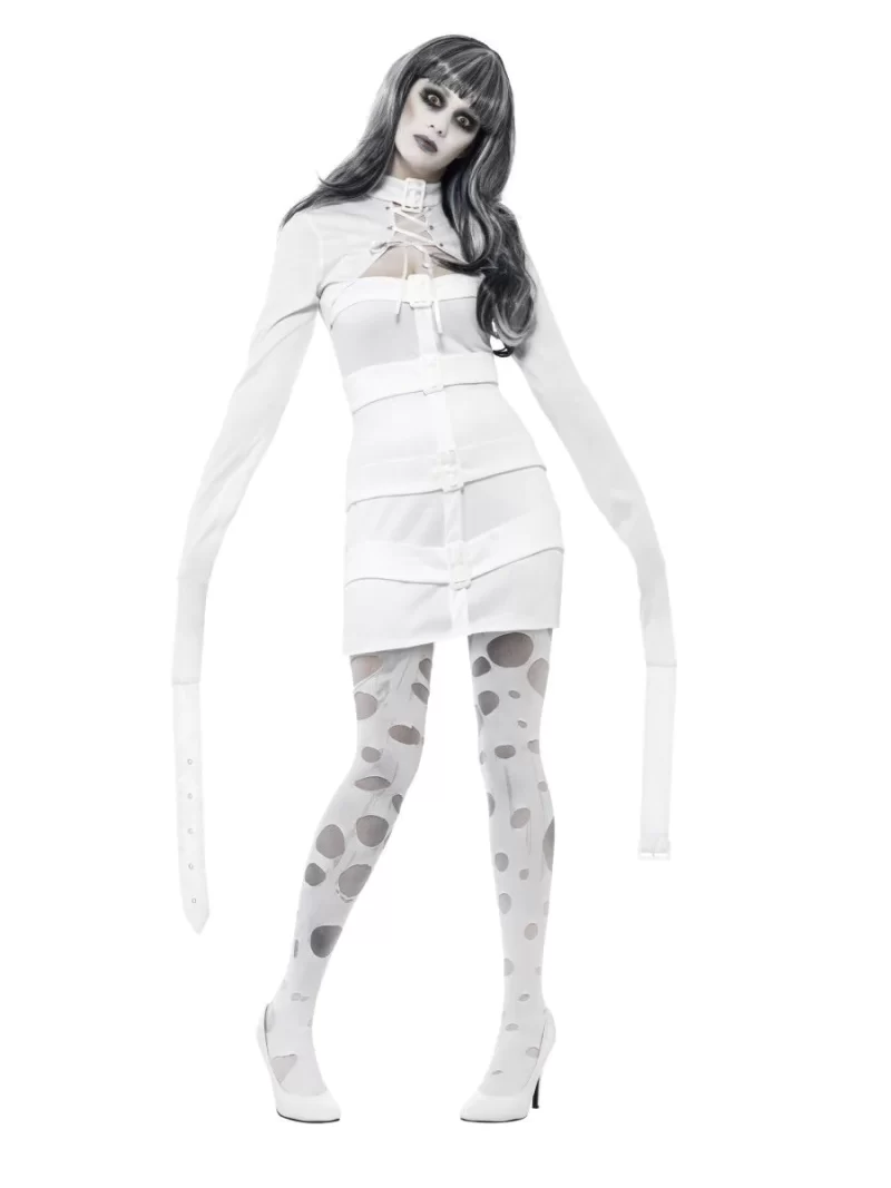 Psychotic Sexy Straitjacket Halloween Ladies Fancy Dress Costume - Image 2