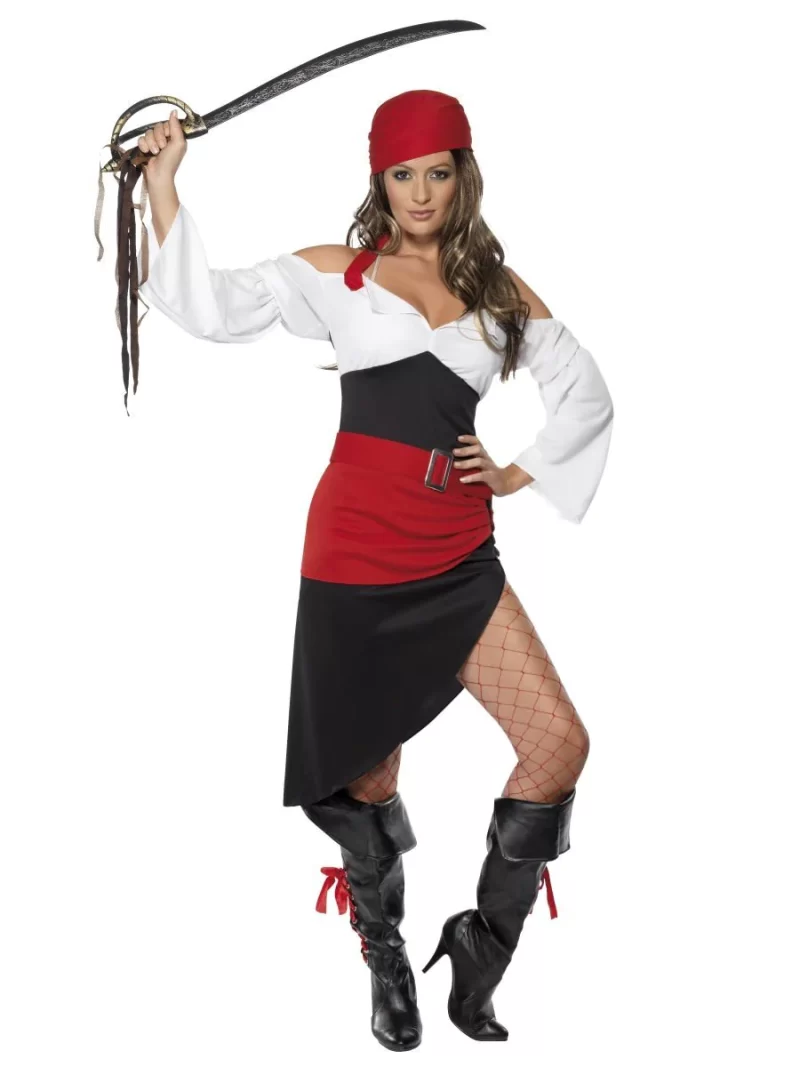 Caribbean Sassy Pirate Wench Ladies Fancy Dress Costume