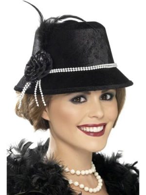 1920's Black Trilby Hat