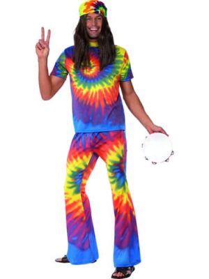 1960's Tie Dye Men's Fancy Dress Costume