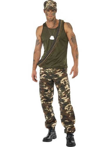 Khaki Camo Mens Fancy Dress Costume