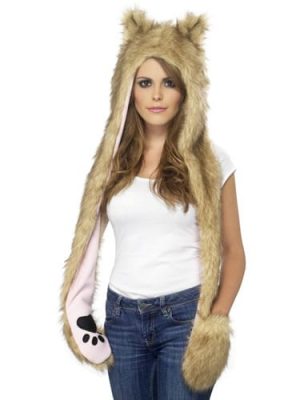 Wolf Hood with Attached Scarf