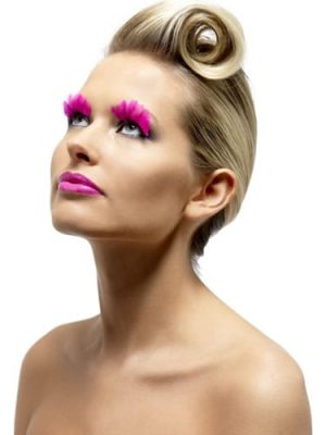 Fever Collection Neon Pink Feathered Eyelashes
