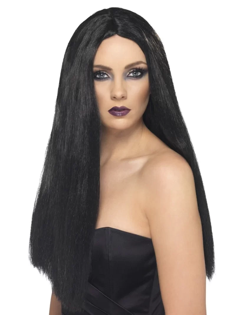 24" Black Witch/Morticia Wig