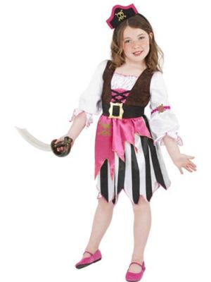 Pink Pirate Girl Childrens Fancy Dress Costume